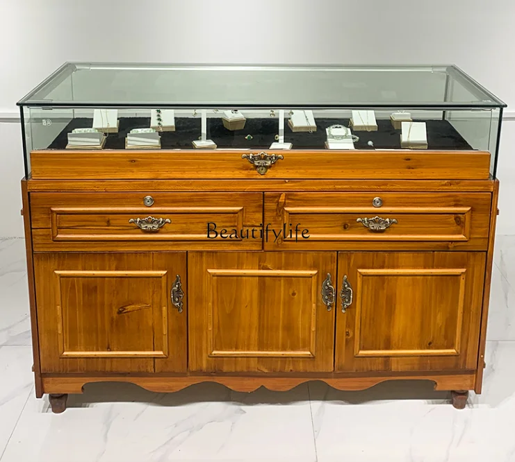 

Retro Solid Wood Jewelry Box Display Cabinet Amulet Zhongdao Counter
