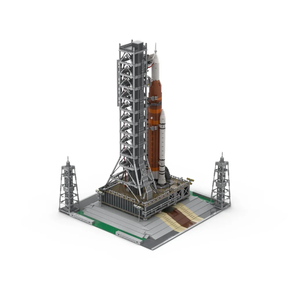 Moc espaço foguete modular artemis sistema de lançamento espacial blocos de construção modelo ariane 5 eca tijolos spacex falcon brinquedo pesado crianças presente