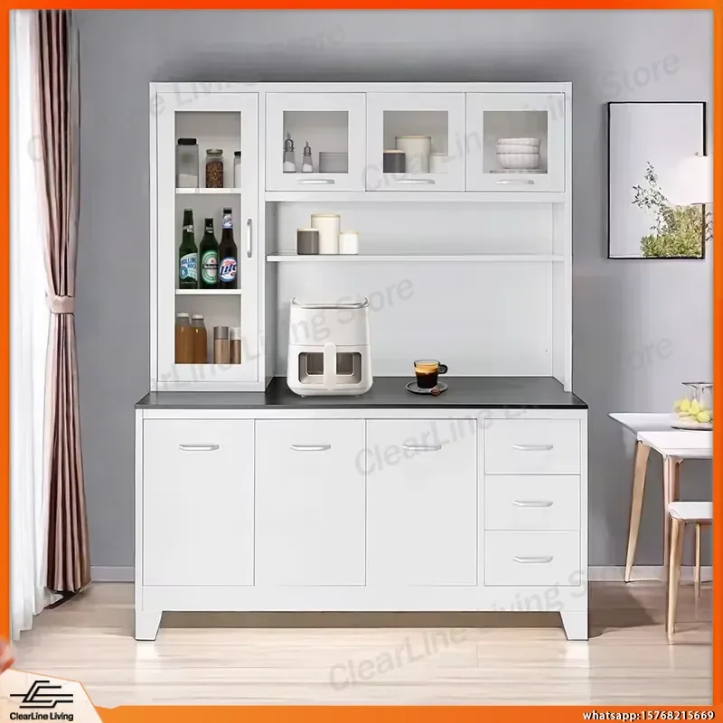 Modern Steel Kitchen Storage Cabinet Metal Pantry Cupboard with Shelves for Home Office Organization Durable Rustproof