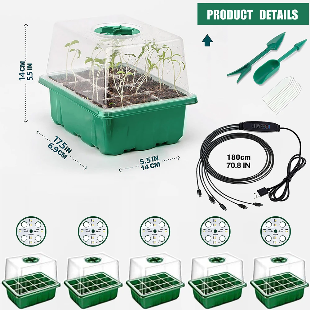 Ceinture lumineuse intelligente pour la croissance des plantes, Pot de semis, culture de semis à ressort, plaque à 12 trous, semis succulents, lumière de remplissage LED