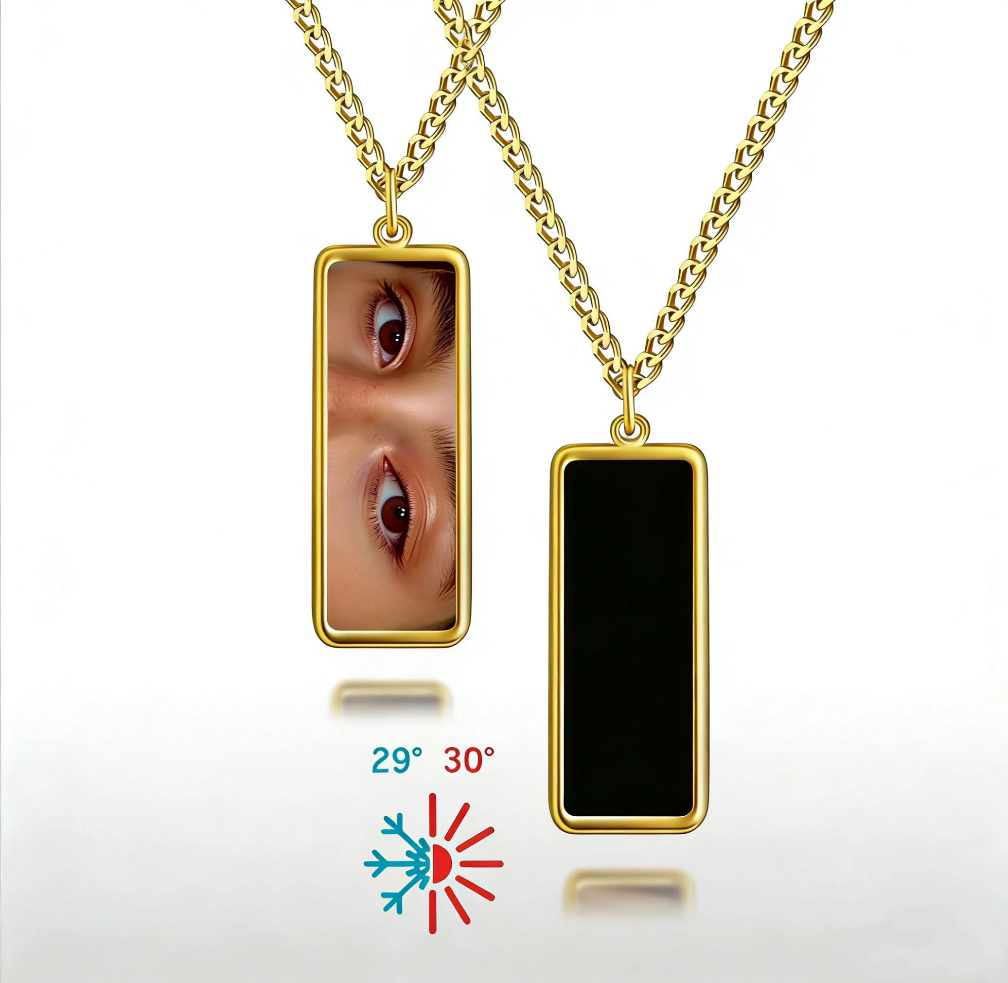 New Custom Heat photo Magic Rectangular Necklace with Hidden Picture Heat Activated Magic Necklace Mother's day, Christmas gifts
