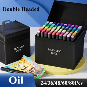 Double pointed markers set for drawing, Professional Coloring Pen, Highlighter Manga, Artist Sources for Artist, 24-80 Color Oil 8 Main sales markers for professional design - №4