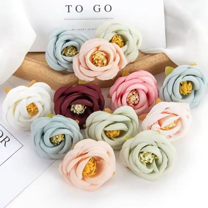 

100pcs Artificialflower Silk Tea Rose Bud Diy Home festival party Outdoor Garden Decor Wedding Candy Box Christmas Wreath brooch