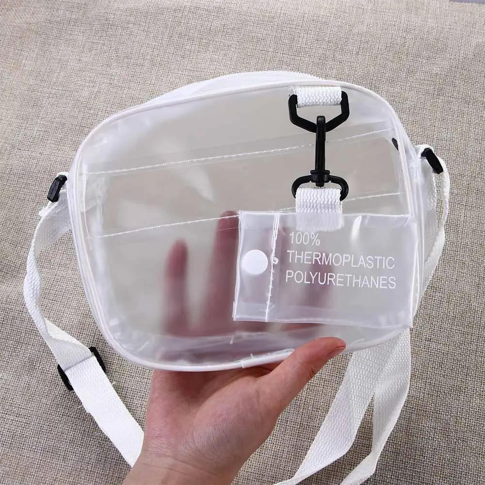 Bolso de mano con portatarjetas para mujer, mochila de hombro transparente de PVC que combina con todo, con correas anchas, estilo coreano