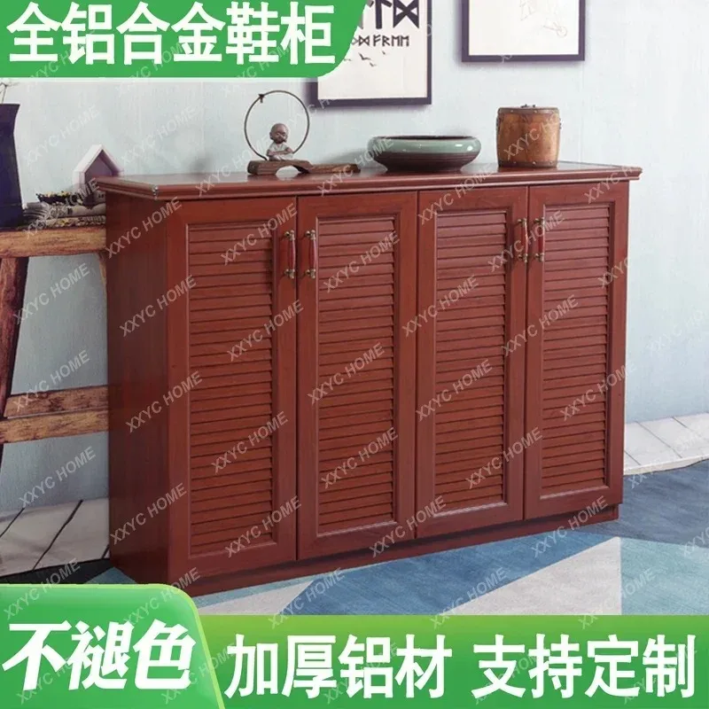 JJAll-aluminum Alloy Shoe Cabinet Outdoor Household Door Waterproof And Sunscreen Large-capacity Storage Cabinet Metal Customize