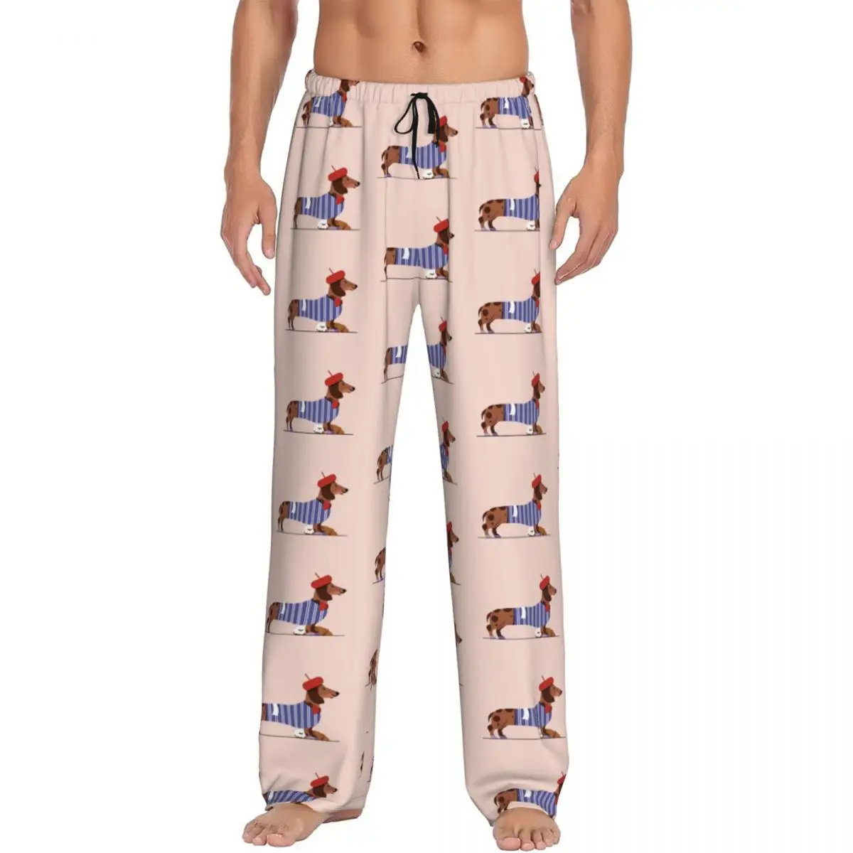 

Custom Dachshund Dog Pajama Pants Men's Sausage Dogs Lounge Sleep Drawstring Sleepwear Bottoms with Pockets