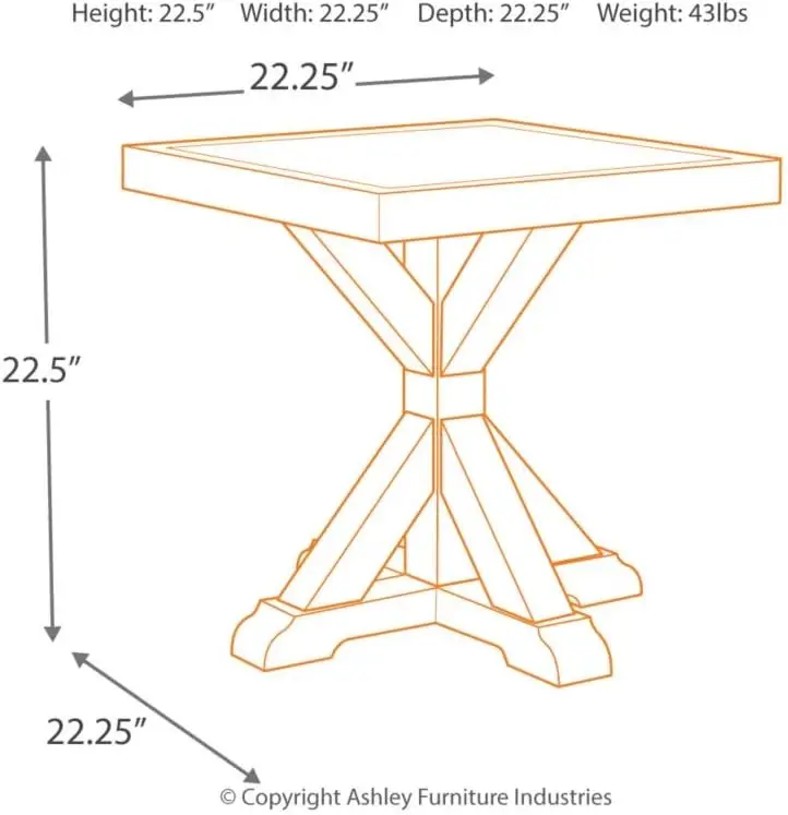 Beachcroft Square End Table, interior e exterior, bege