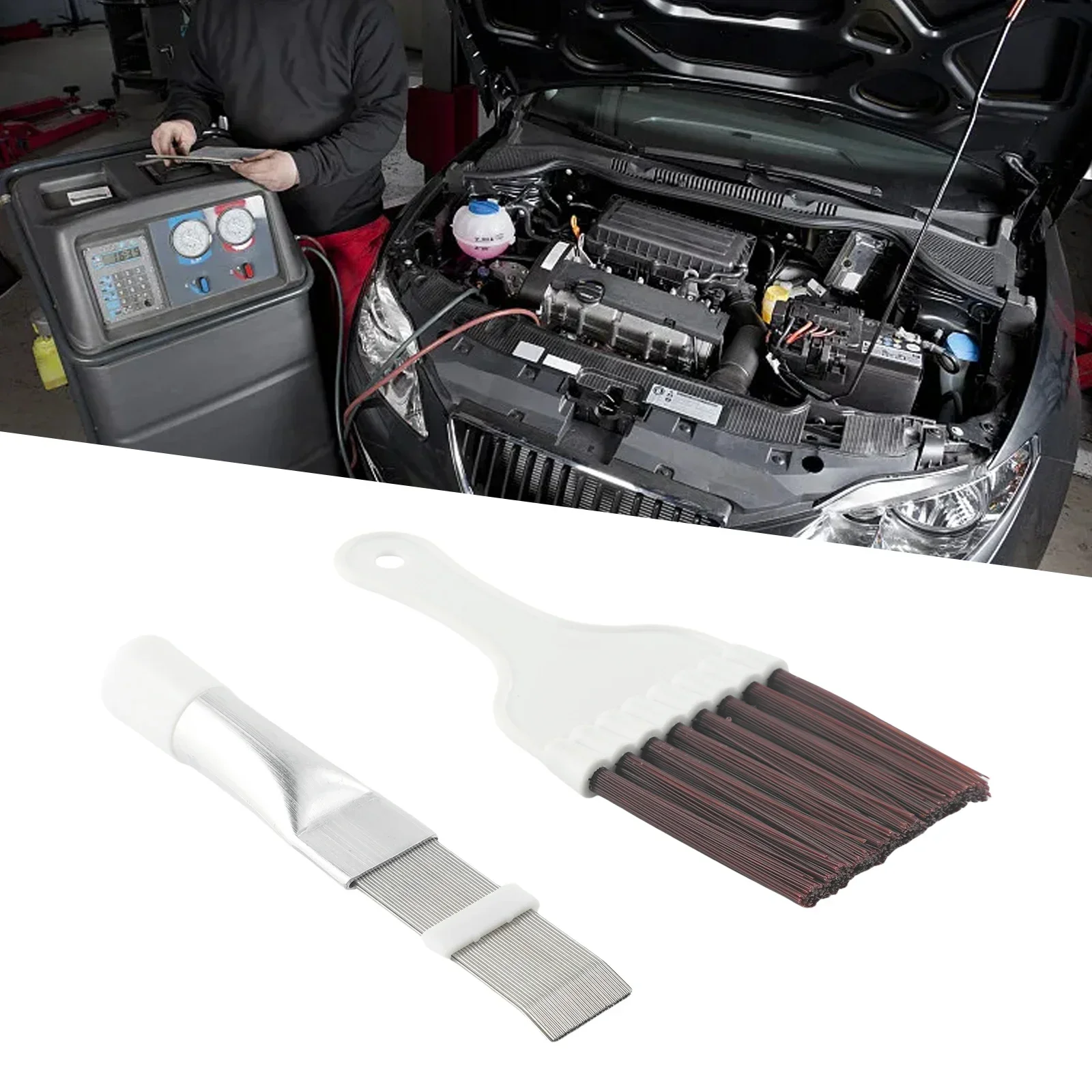 2Pcs A/C Condenser Fin Brush Air Conditioner Fins Repair Comb Cleaner Ac Condenser Metal Coil Brush 17.00X7.00X1.00cm