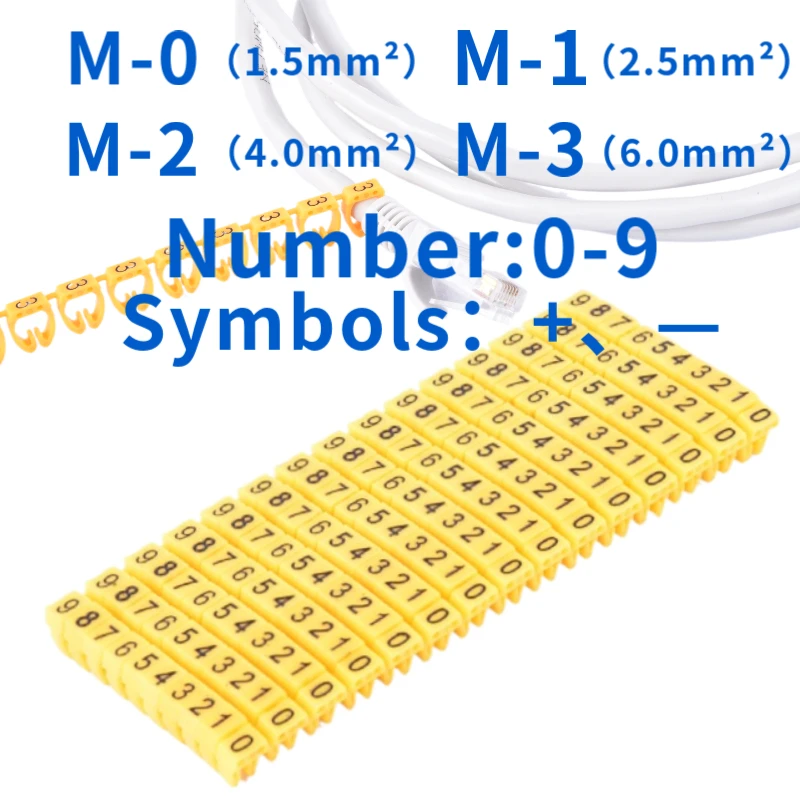 100/150 Pcs Cable Markers Colourful Yellow C-Type Marker Number Tag Label For 2-8mm Wire  Network Cable for Cat5e Cat6 Type