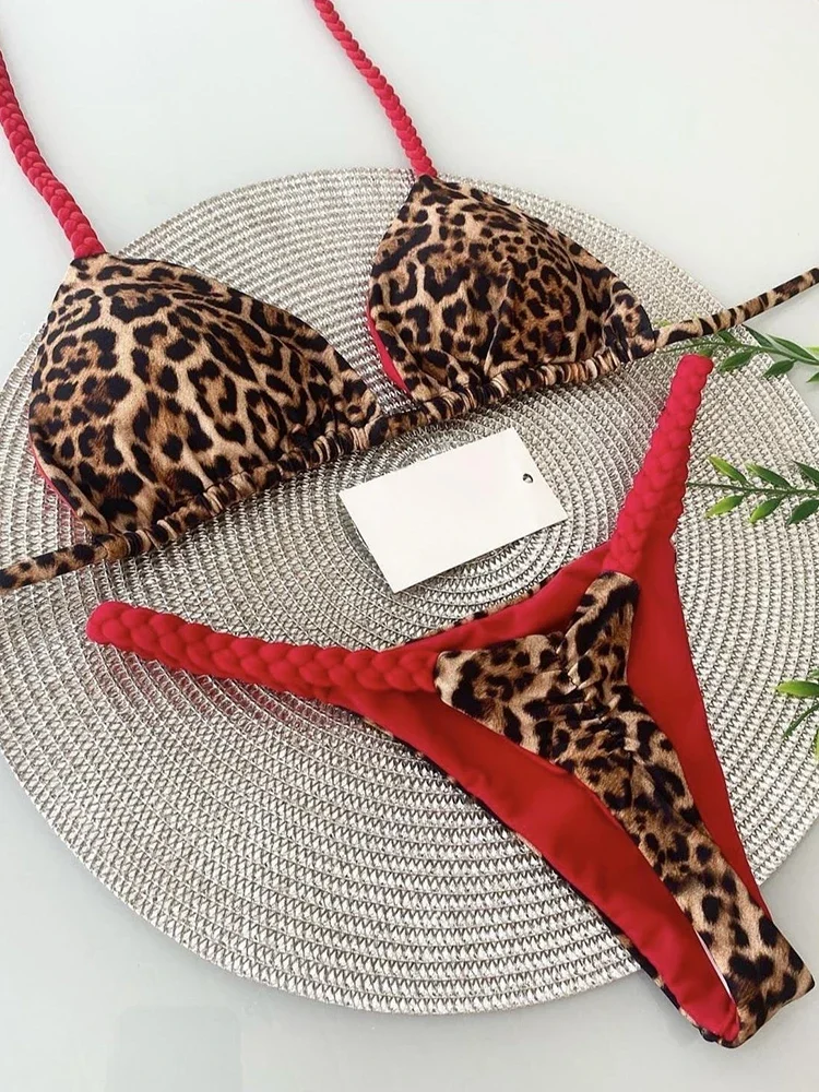 

RUOTONGSEPT Swimwear Women Leopard Print Brazilian Bikini Set Sexy Thong Swimsuit Two Pieces Bathing Suit Women 2023 Beach Wear