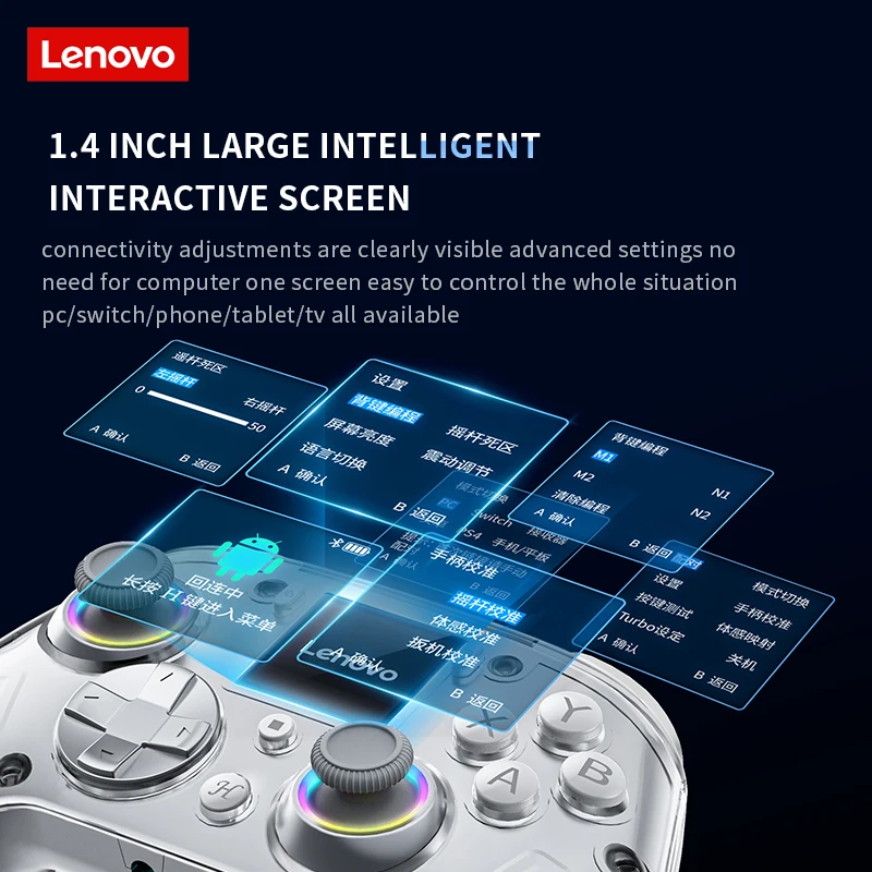 Nuovo Lenovo X01 Gamepad Wireless Bluetooth 2.4G Ricevitore Hall Rocker Trigger Adattatore per PC/Switch/Android/IOS/PS4 Con Schermo
