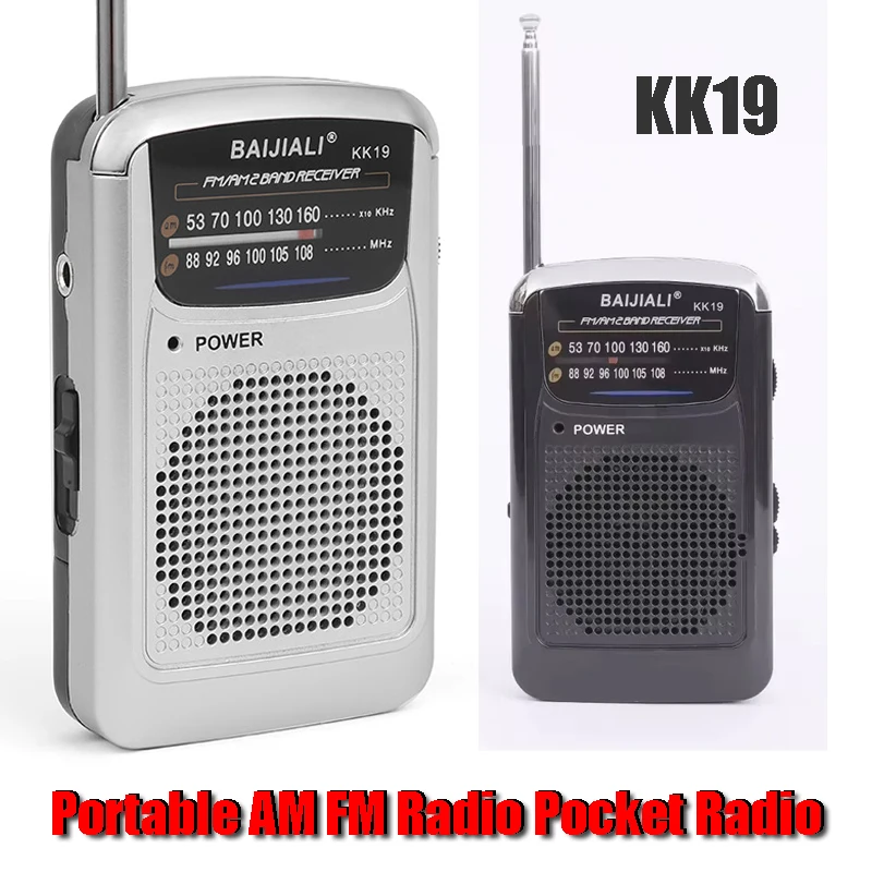 KK19 AM FM-радио Мини-портативное карманное радио двухдиапазонное с телескопической антенной Встроенный динамик Ретро FM-радио с батарейным питанием