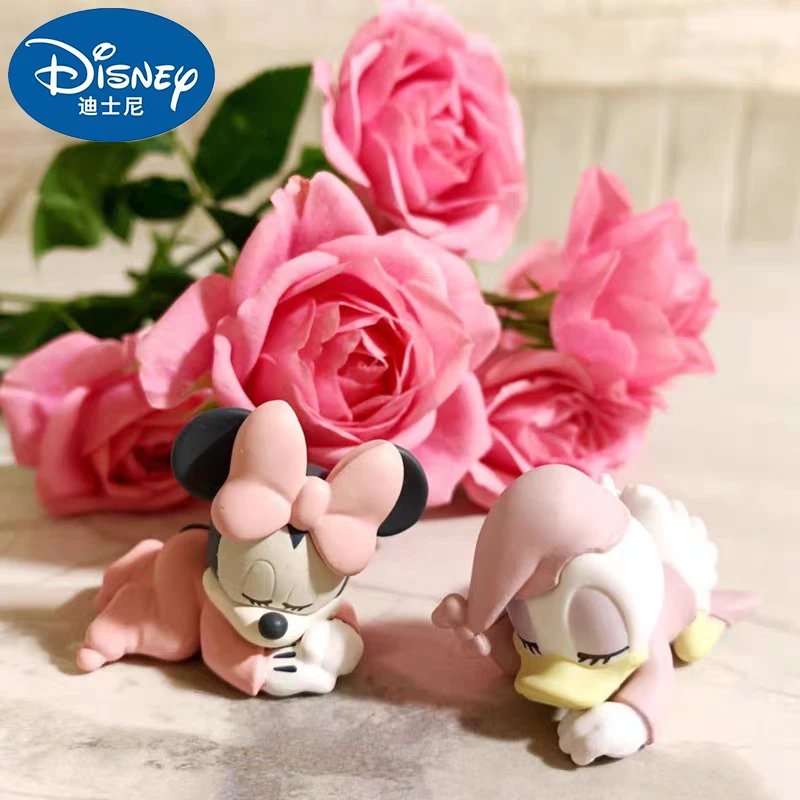 Disney Anime Gashapon Capsule Marie Cat Dumbo Minnie Daisy Character Sleep Doll Model Toys Desktop  Decoration Kids Kawaii Gifts