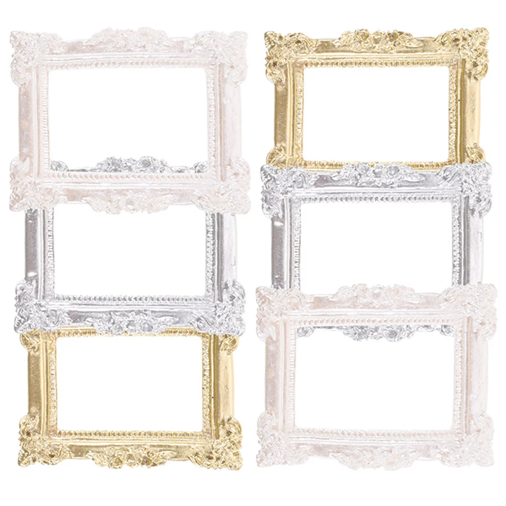 

6 Pcs Photo Frame Ornaments for DIY Crafts Making Frames Miniature Resin Background Props Nail Gli