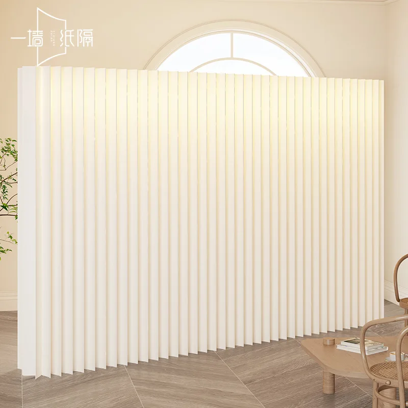 Paper Folding Room Divider Screen with LED Light for Office Room Partition Privacy Wall No Drilling