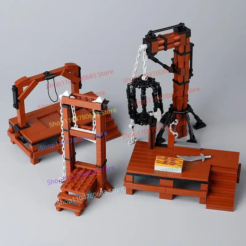 

Строительные блоки MOC, античная архитектура, гильотина, клетка, сборная модель, деталь дисплея, мультяшная развивающая игрушка, подарок, коллекционная