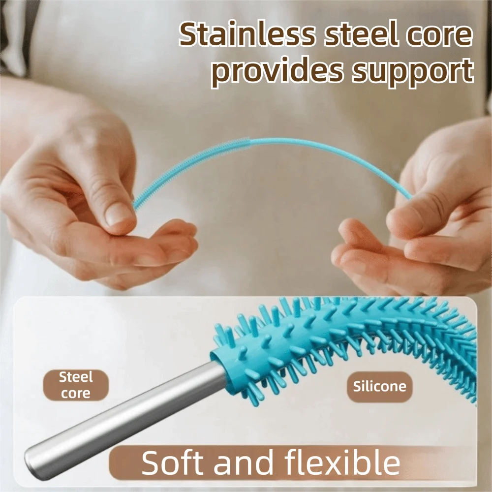 32cm Extended Version Silicone Straw Brush 6mm 8mm Thick Silicone Straw Cleaning Brush Bendable Bottle Brush for Pacifier