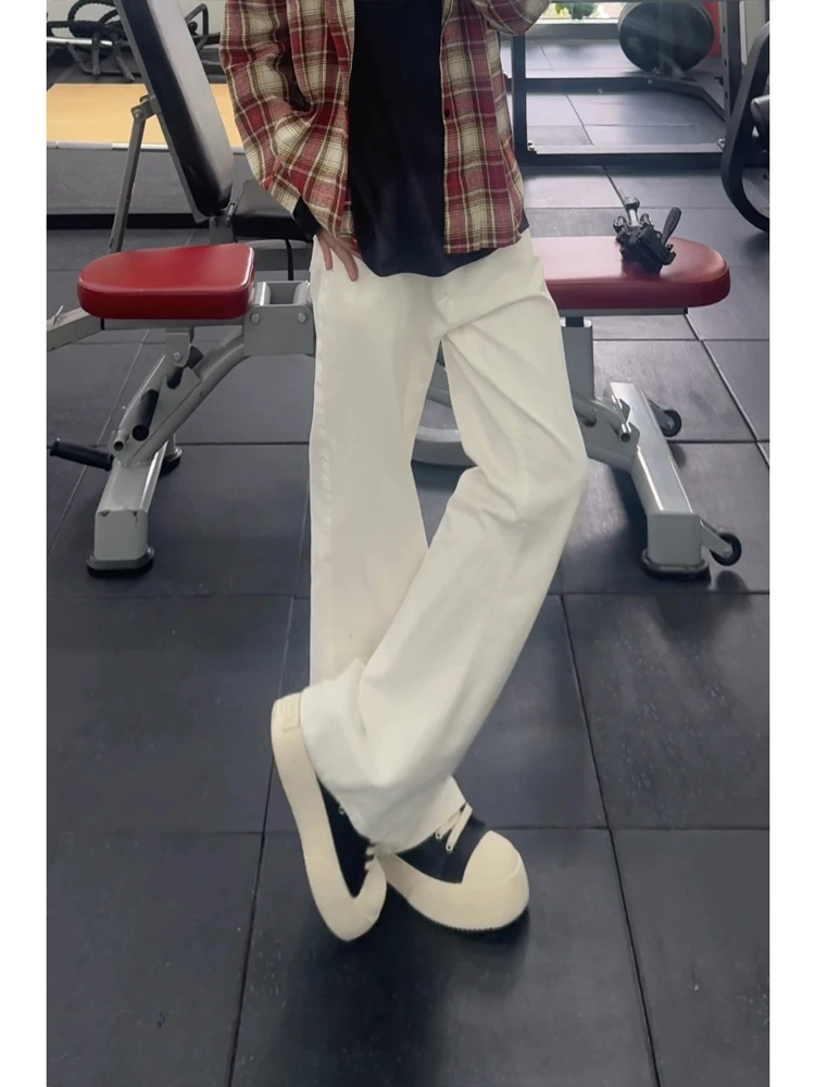 

Cleanfit High Waist Bell Bot Jeans White Men Women Autumn American High Street Sle Slimming Jeans Straight Leg Jeans