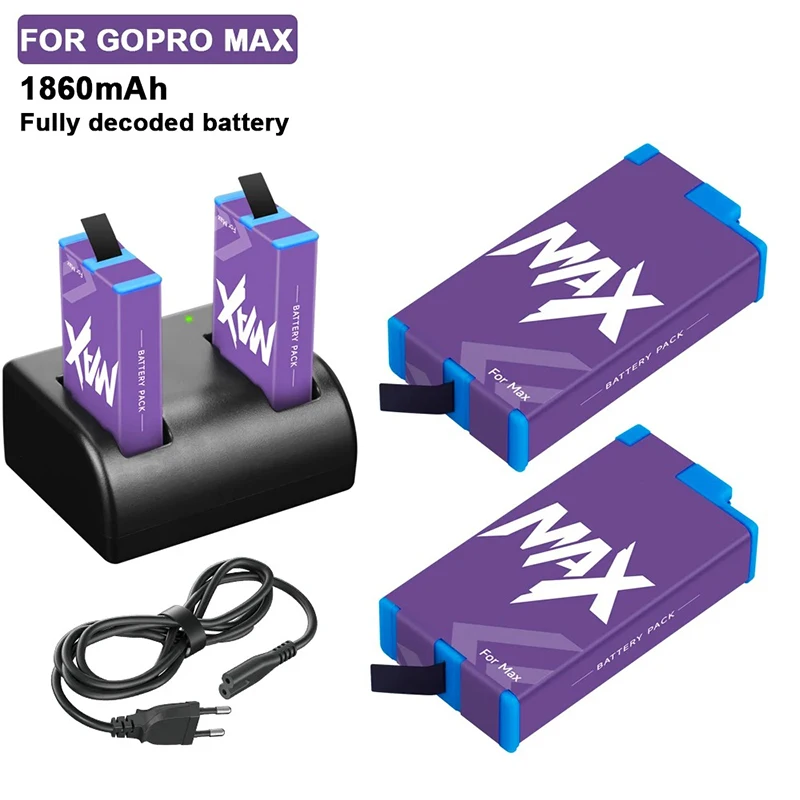 

PALO 1860 мАч аккумулятор для камеры Gopro Max с двумя слотами, зарядное устройство для экшн-камеры Gopro Max 360, аксессуары для аккумуляторов