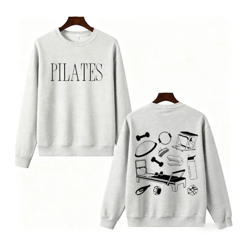 필라테스 스웨트셔츠 리포머 그래픽 크루넥 스튜디오 스트리트 애슬레저 후디 부드럽고 편안한 겨울옷 여성 Y2K 의류