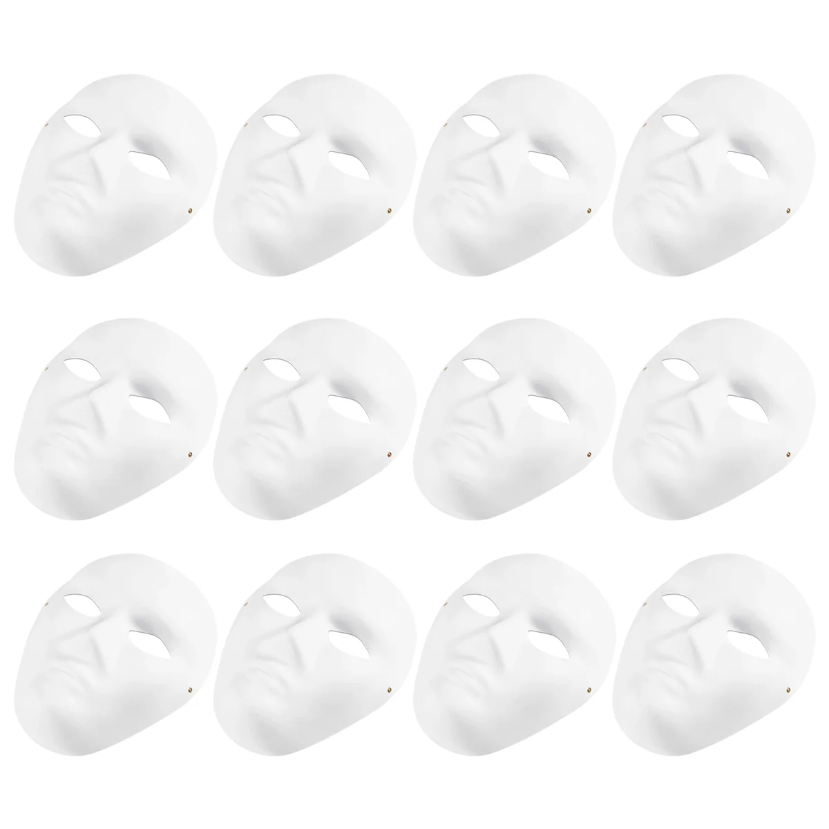 Mascarilla blanca de 12 piezas para Halloween, máscara de papel de cara completa en blanco, para fiesta de Cosplay y baile, para decorar