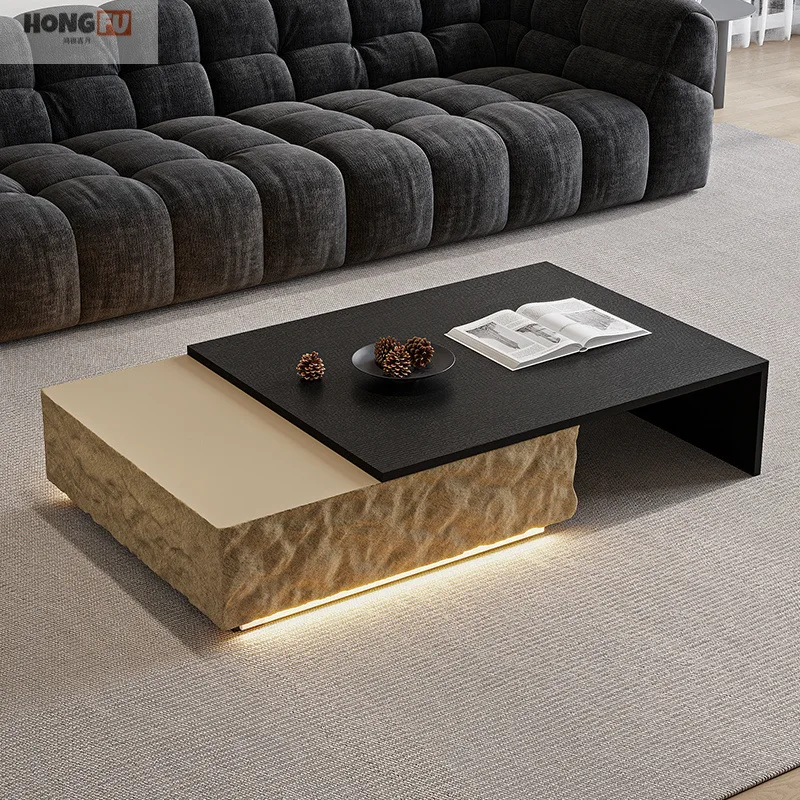 Moon modern simple living room wind tunnel coffee table household Italian light luxury high-grade glass combination square
