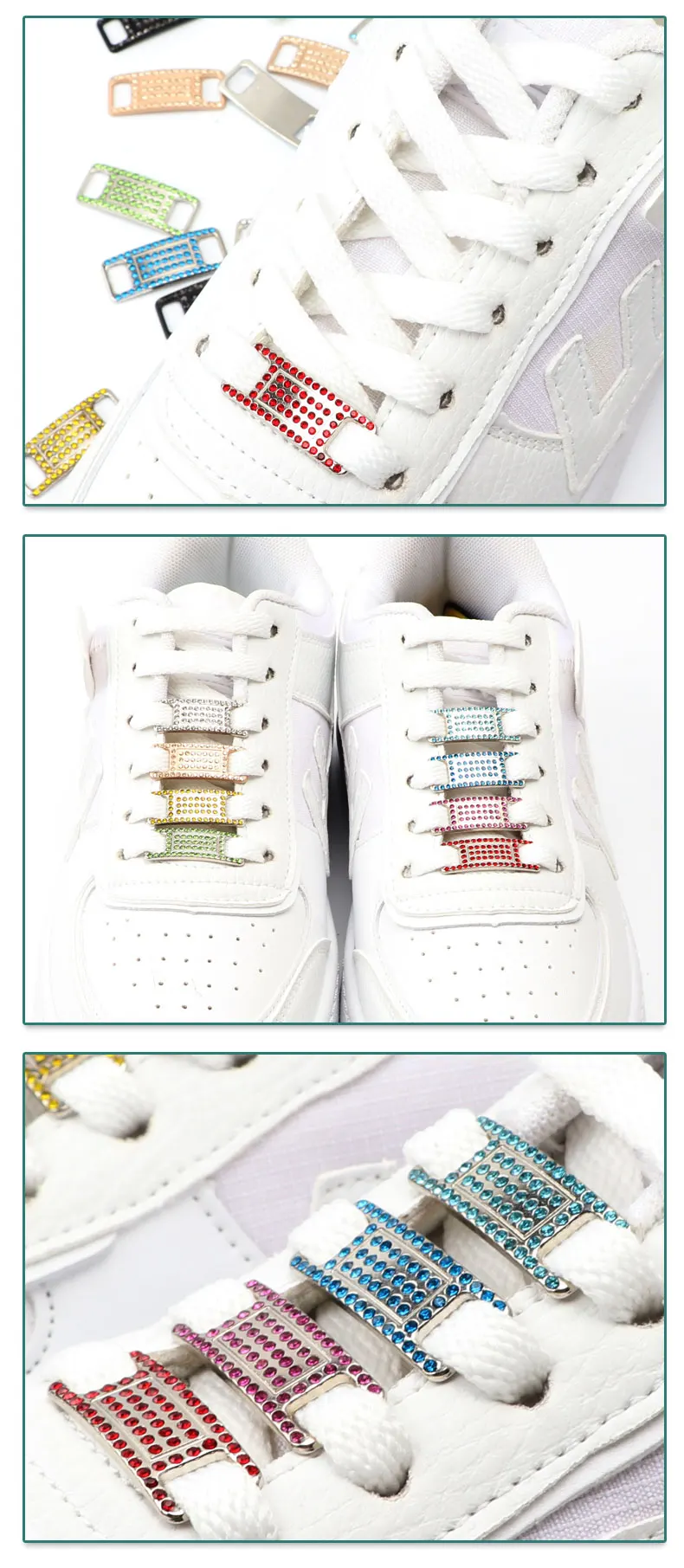 2 Stück bunte Strass-Schnürsenkel, Schuhdekoration, juwelenbesetzte Sneaker-Schuh-Charms, Geschenk für Mädchen, DIY-Schnürsenkel-Schnallen, Schuhzubehör – Detail 6