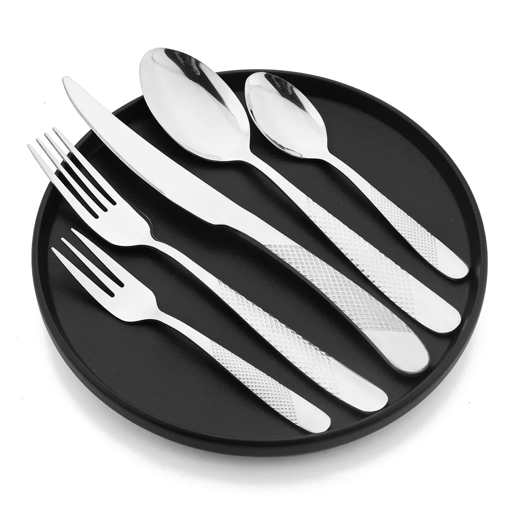 5/20Pcs Tableware Set Stainless Steel Cutlery Dinnerware Silver Dinner Knife Fork Spoon Silverware Set Kitchen Flatware Teaspoon