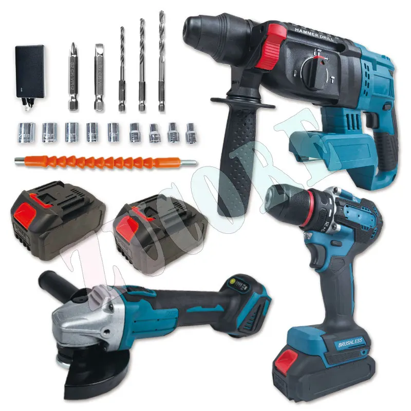 Factory Power Drills Kit 21v Portable Electric Cordless Brushless 18V Cordless Drill Lithium Battery  Battery Tool Set