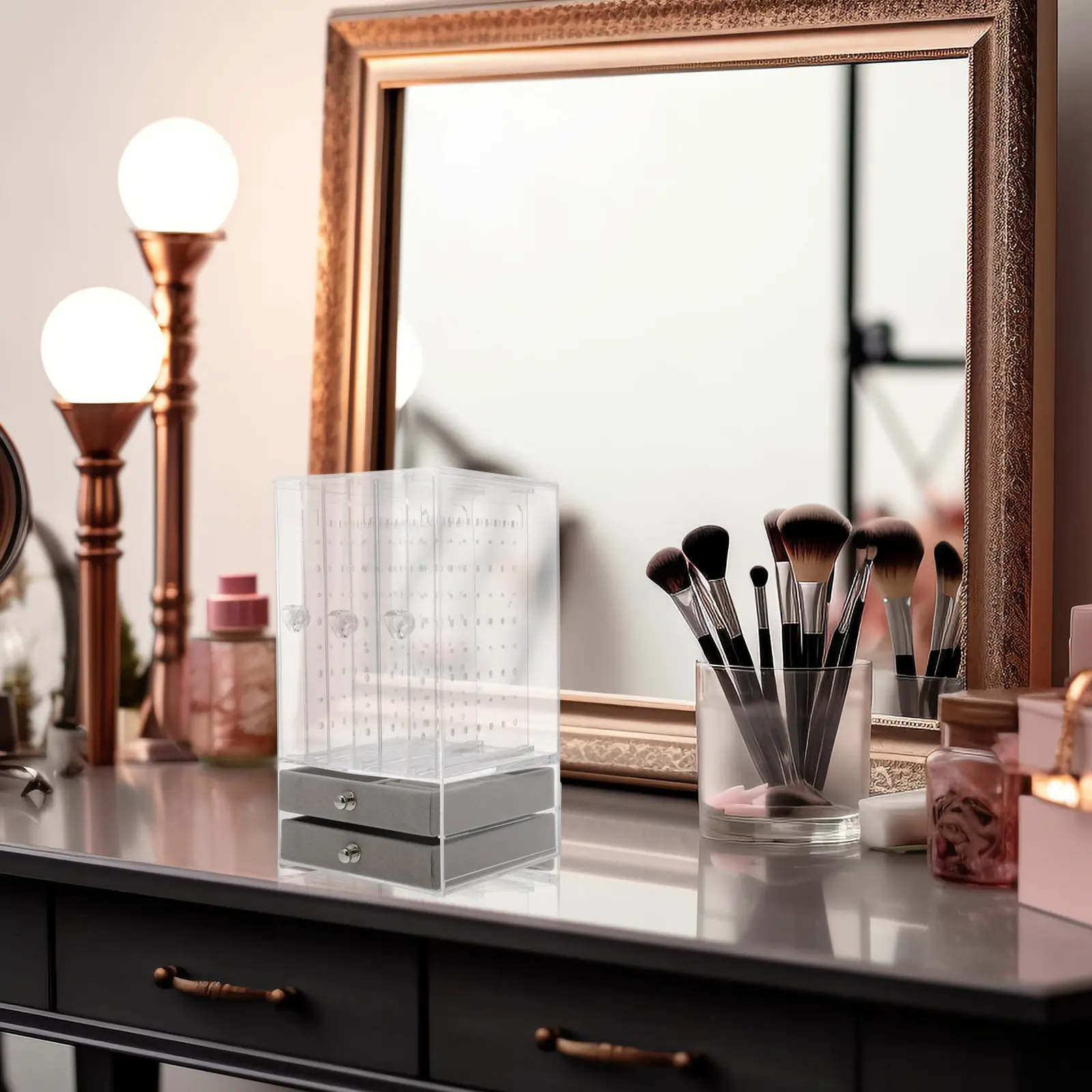 

Подставка-органайзер для украшений, 1 шт., прозрачная настольная подставка для хранения серег, ожерелий, браслетов