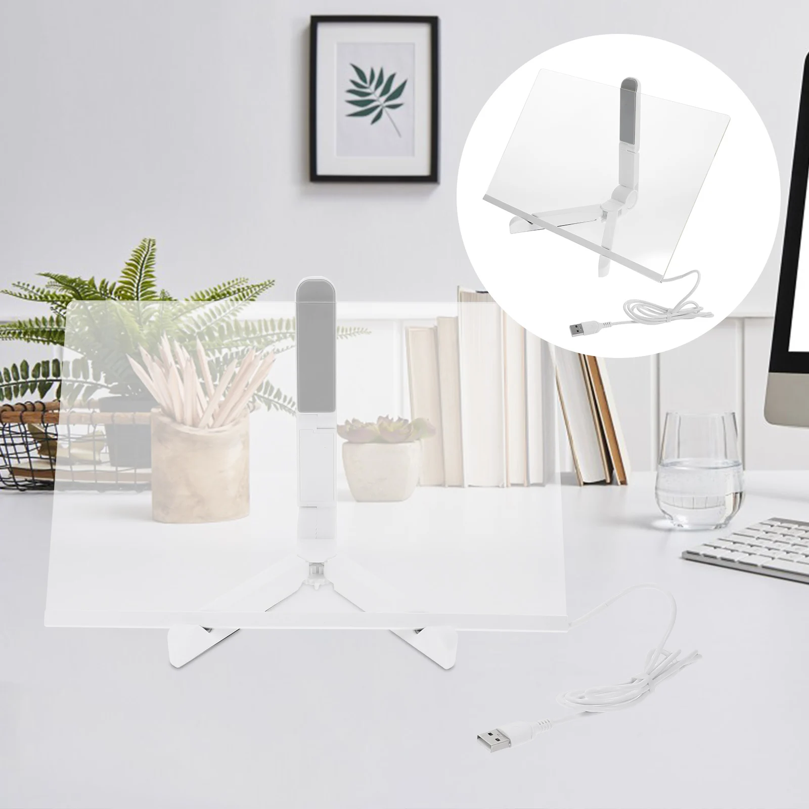 

1 Set Usb Luminous Acrylic Writing Board Message Recorder Transparent Pp Desktop Memo Tool Office Home Party Wedding Signage