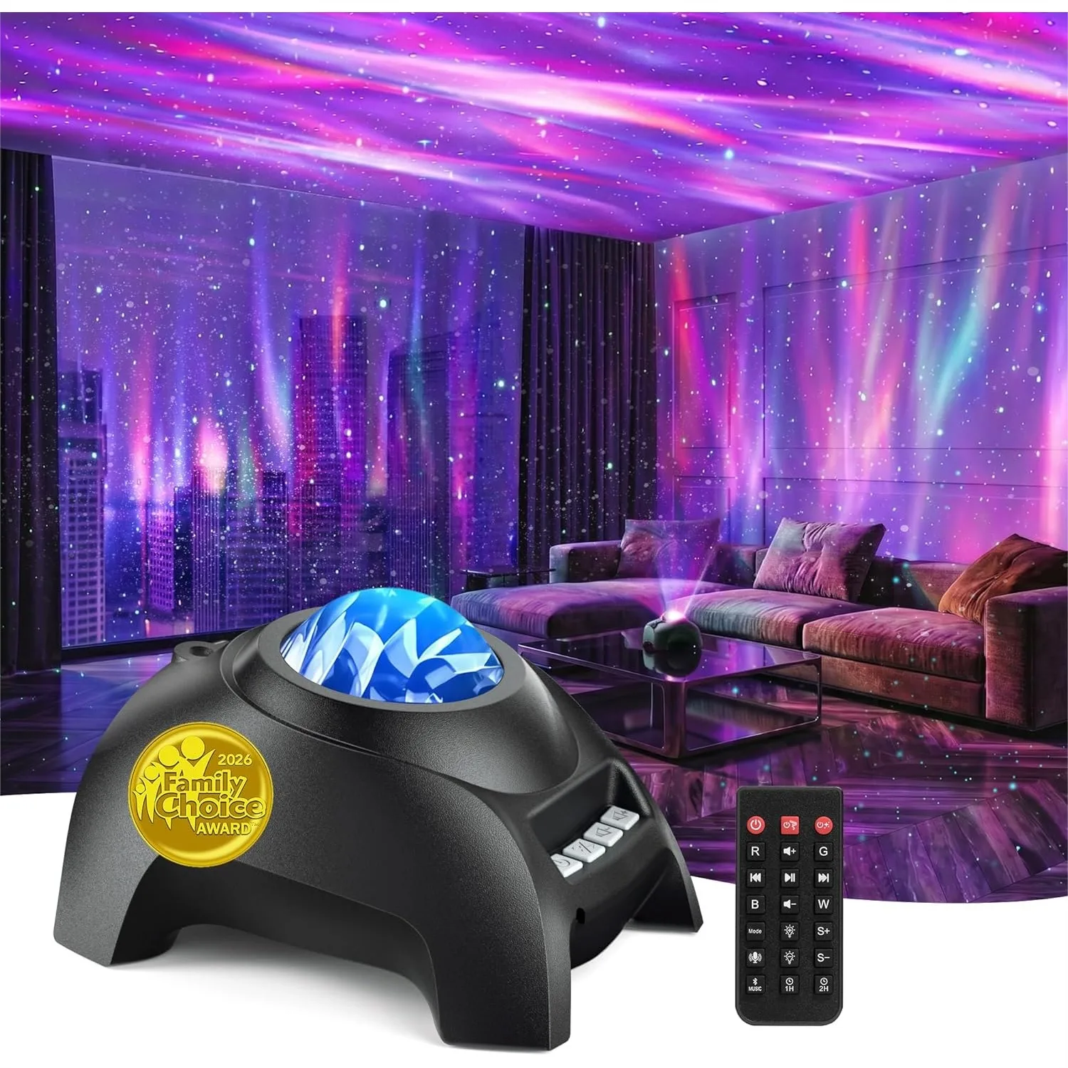 

Galaxy Star Projector with 33 Light Effects, Bluetooth Speaker, White Noise, Remote Control for Bedroom Decor