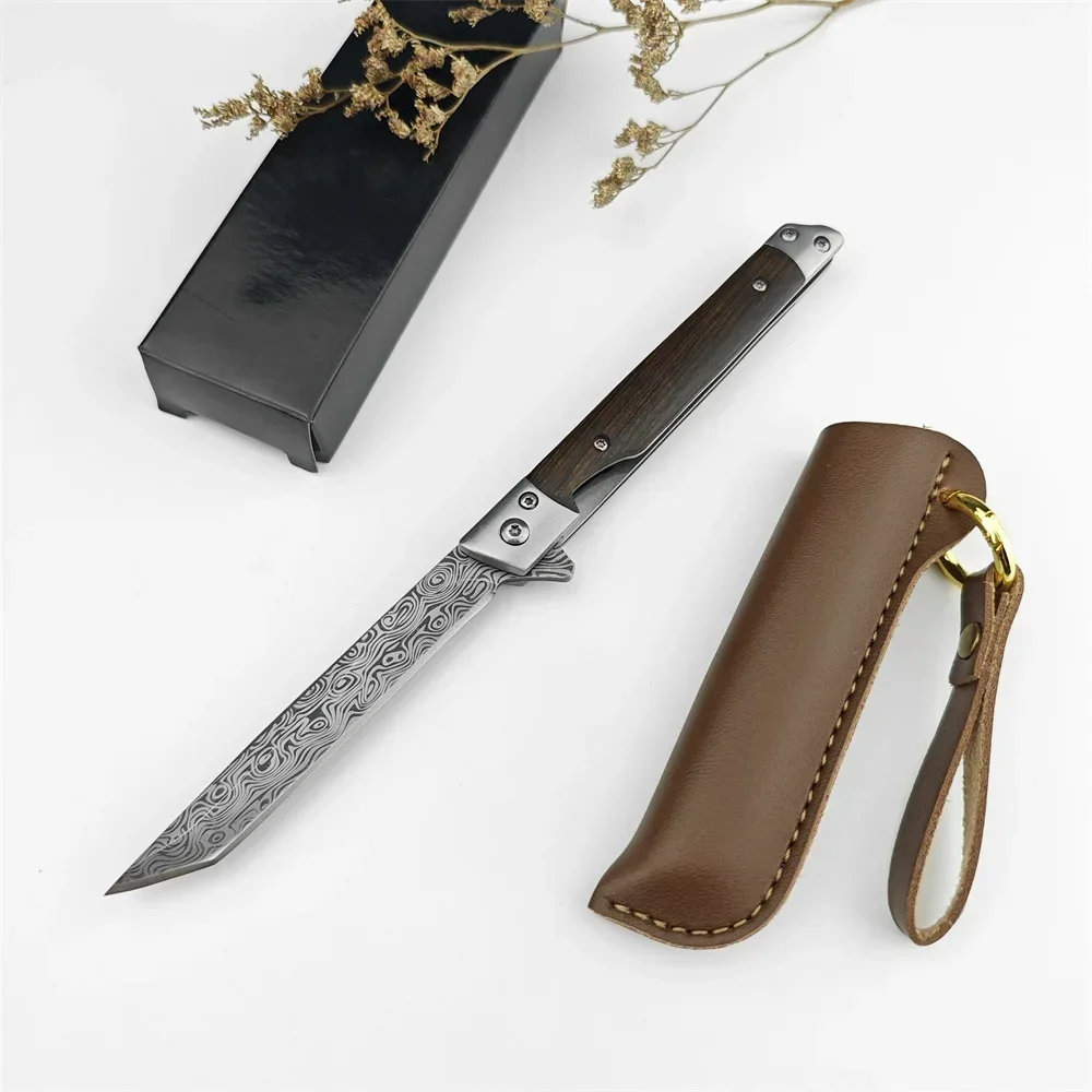 Mini Damascus-patroon opvouwbaar zakmes Buitenmes Zakmes Slank mes Comfortabele grip Scherp mes Gadgets