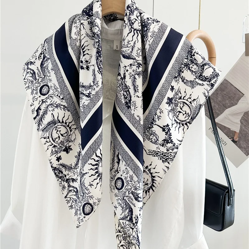 18mm Double Sided 100% Silk Scarf Neckerchief Large Square Natural Silk Shawl Cape 88x88cm