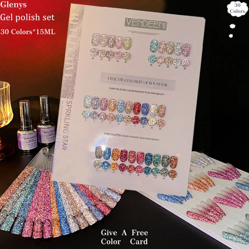 

Broken diamond 30 color nail polish gel net red popular shining beauty soaking gel factory direct sale nail art varnish set
