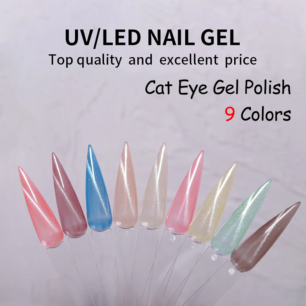 Vendeeni 9 Colors/set Crystal Transparent Cat Eye Gel Nail Polish Soak Off Jelly Nude Nail Art Gel Lacquer Magnetic Varnish 15ml