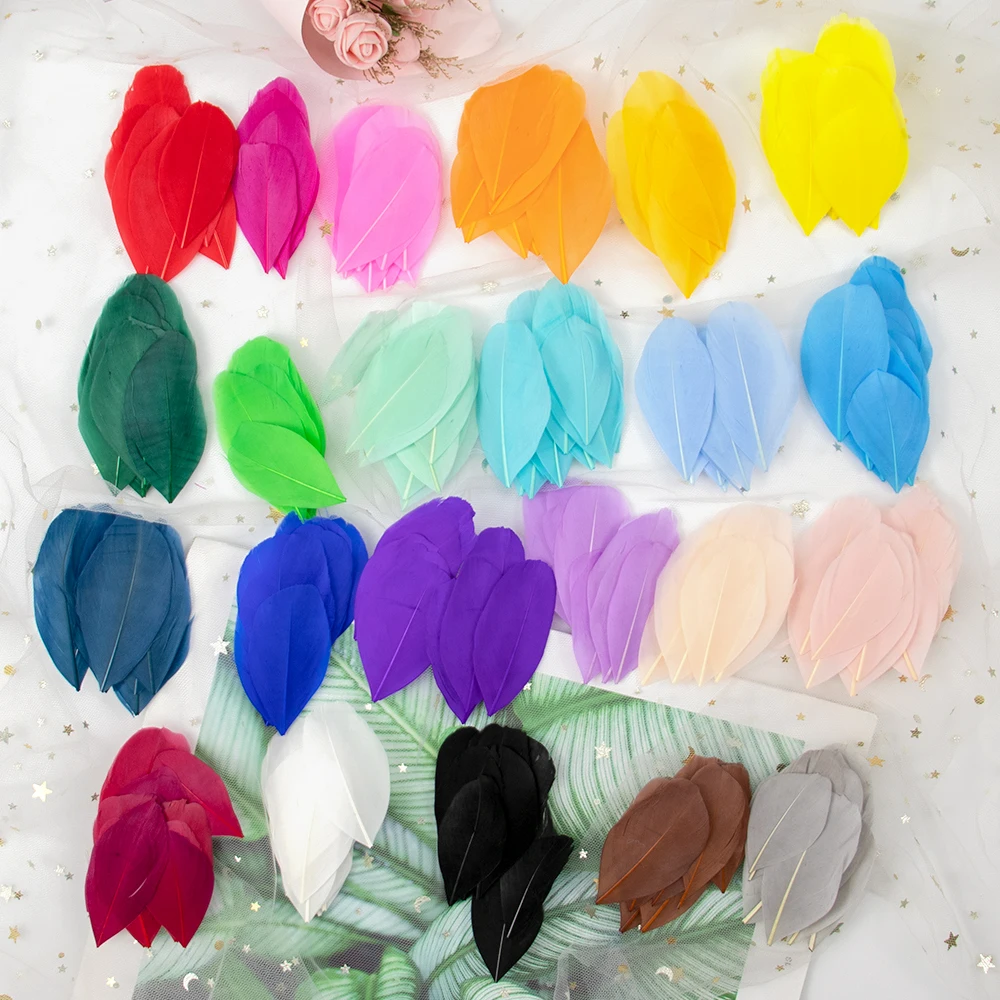 

Оптовая продажа гусиные перья 20-100 шт. окрашенные красочные гусиные перья для изготовления ювелирных изделий DIY аксессуары вечерние шапки и серьги