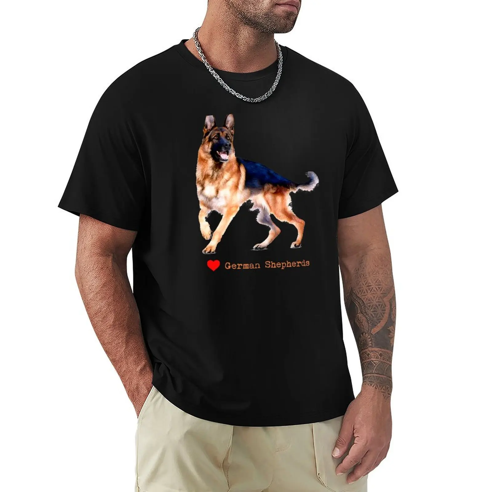 

Love German Shepherds dog trainer lover t shirt T-Shirt Big Size Crew Neck T-Shirt