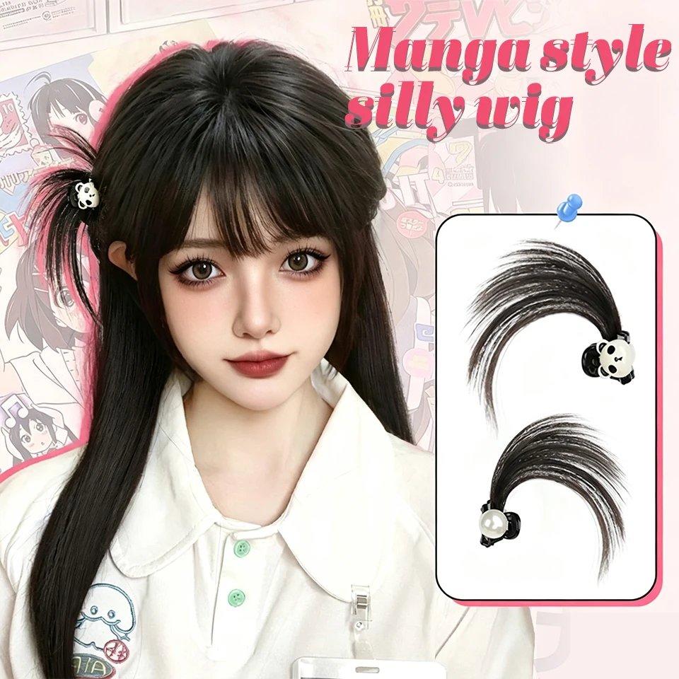 Synthetic cute panda hair clip cosplay anime fashion cartoon hair accessory suitable for girls and children's daily party stylin