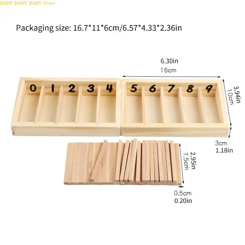 Q81A Natuurlijke houten spindelbox Wiskunde Tel speelgoed met kleurherkenning voor kinderen