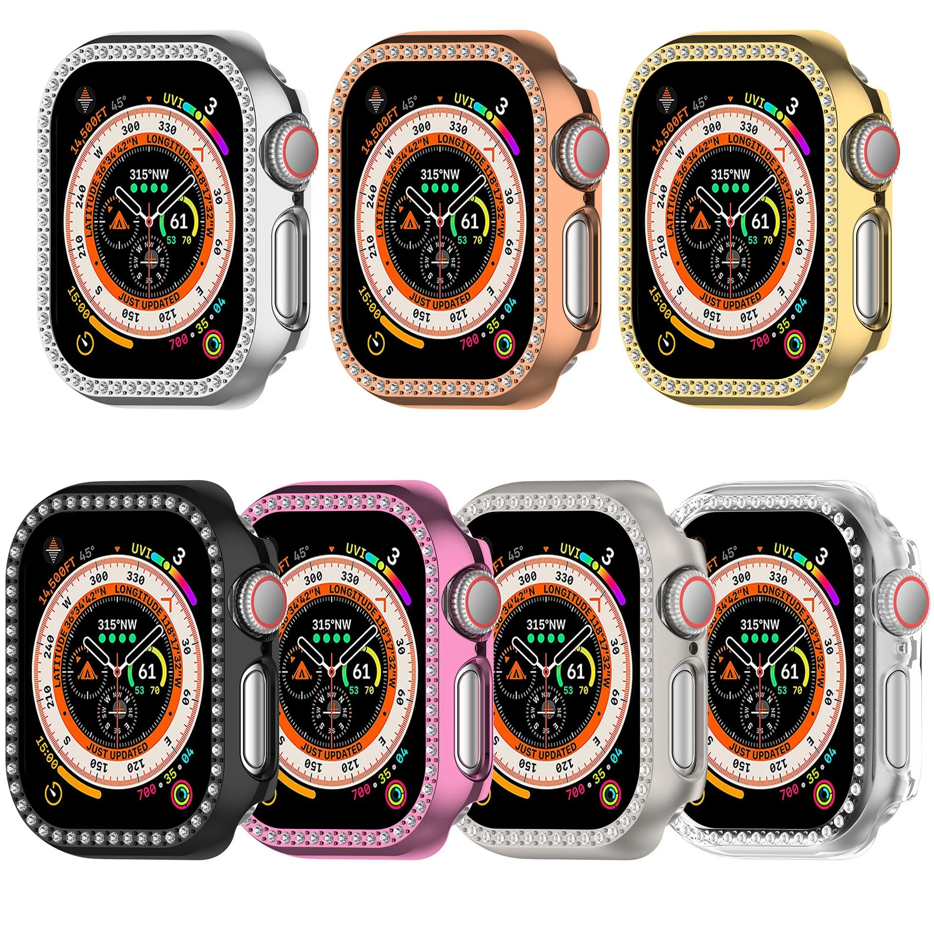 For Apple watch series 10/ Apple watch 10 samrt watch case diamond-encrusted PC hollow protective case Smart watches accessories