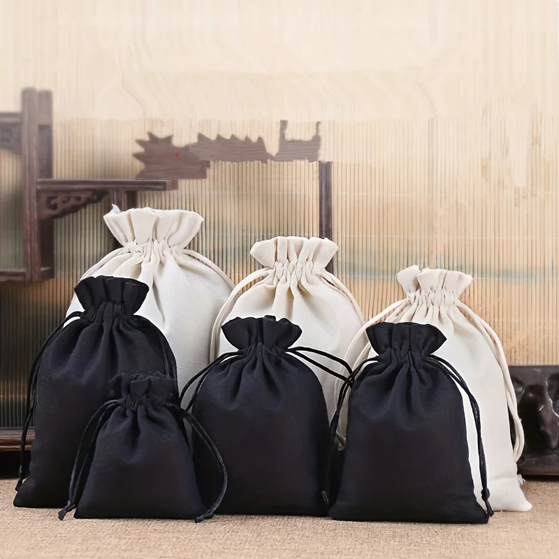 Leinwand-Zugbeutel, Leinen-Aufbewahrungstasche mit Kordelzug, Schmuck-Geschenkverpackung, Kleine Spielzeug-Stofftasche