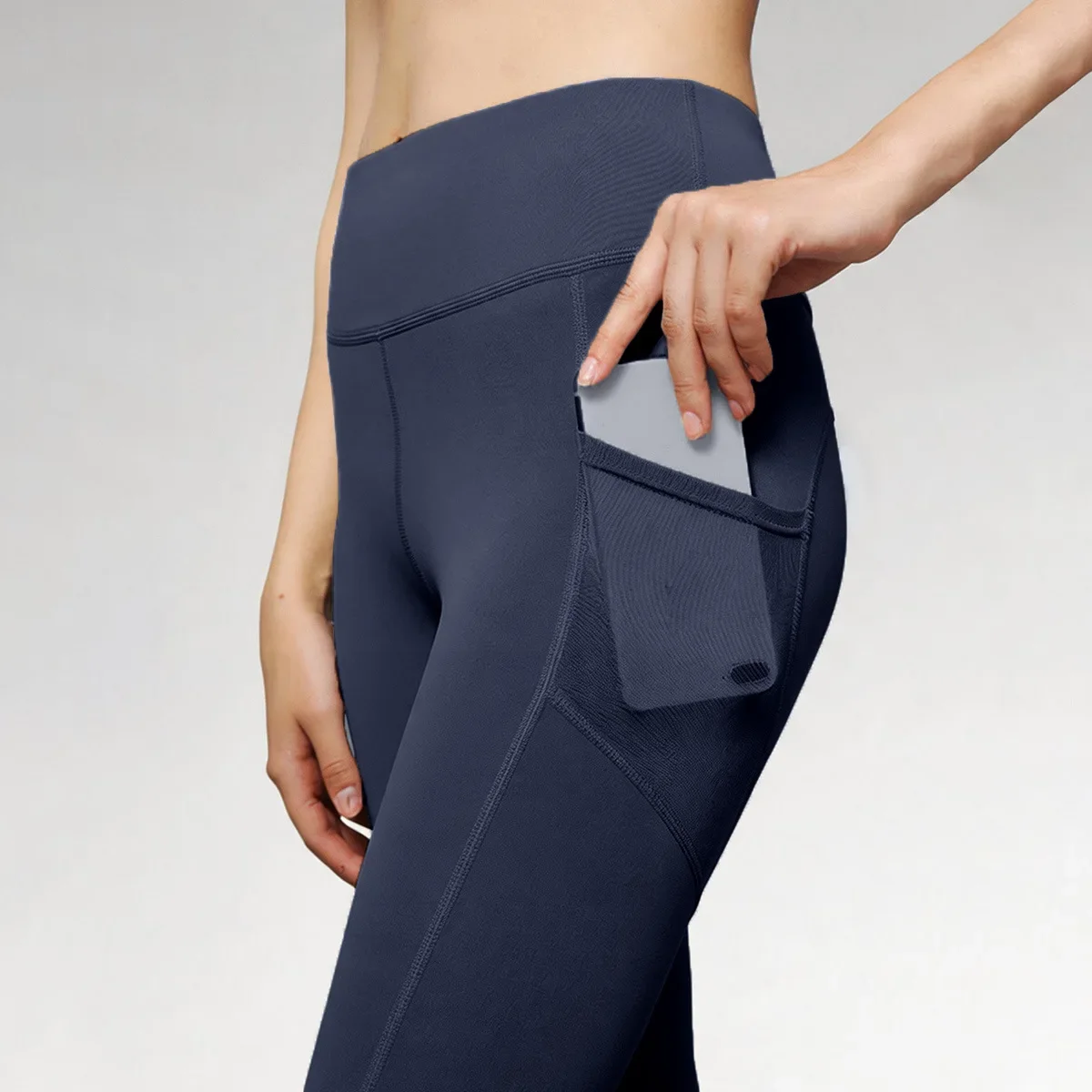 Women's High Waist Tummy Control Leggings Fitness Yoga Running Mobile Phone Pocket Trendy Clothing