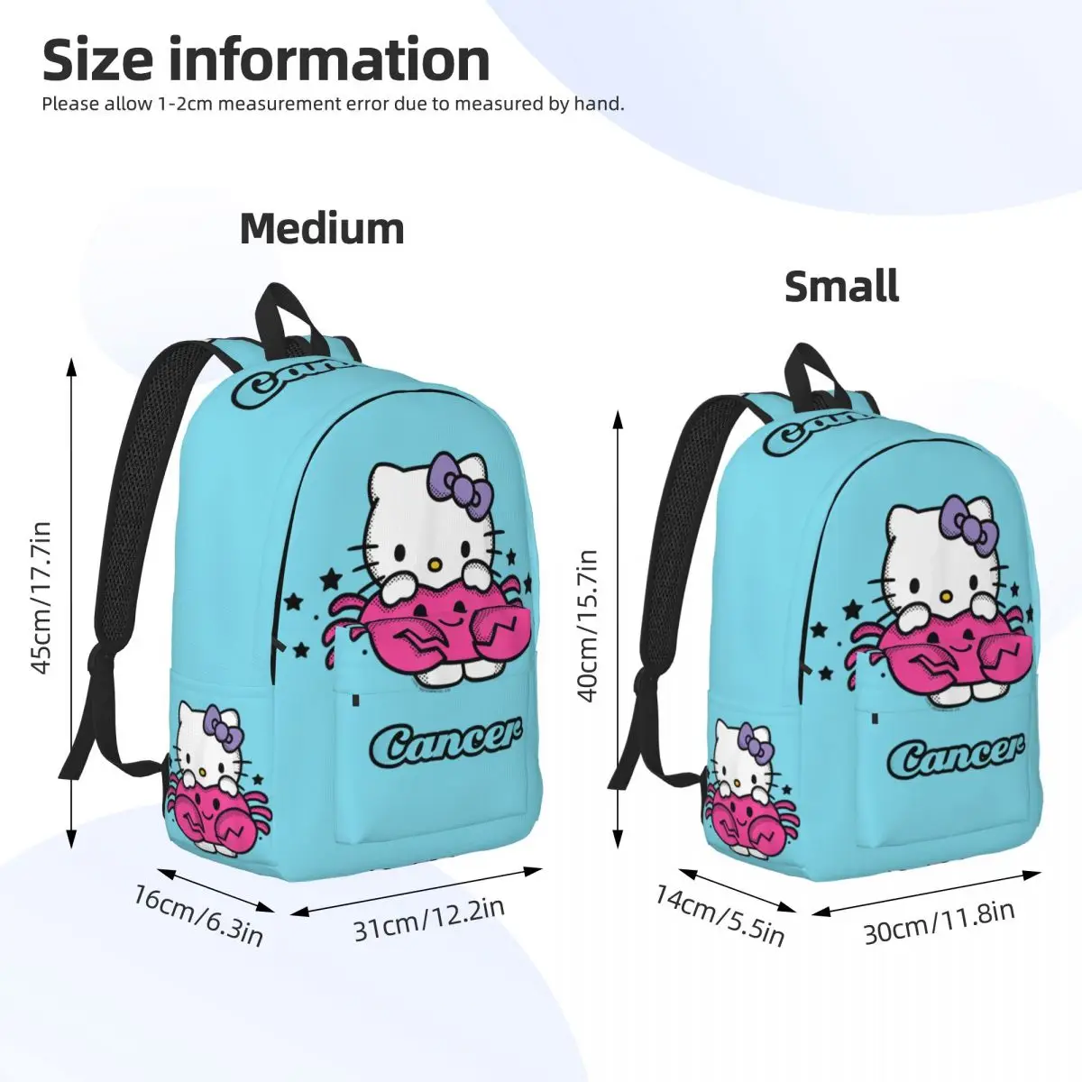 Mochila para el cáncer del zodiaco de Hello Kitty, mochila para preescolar, guardería, estudiante, Grecia, bolsas para libros de astronomía, mochila de viaje para niños y niñas