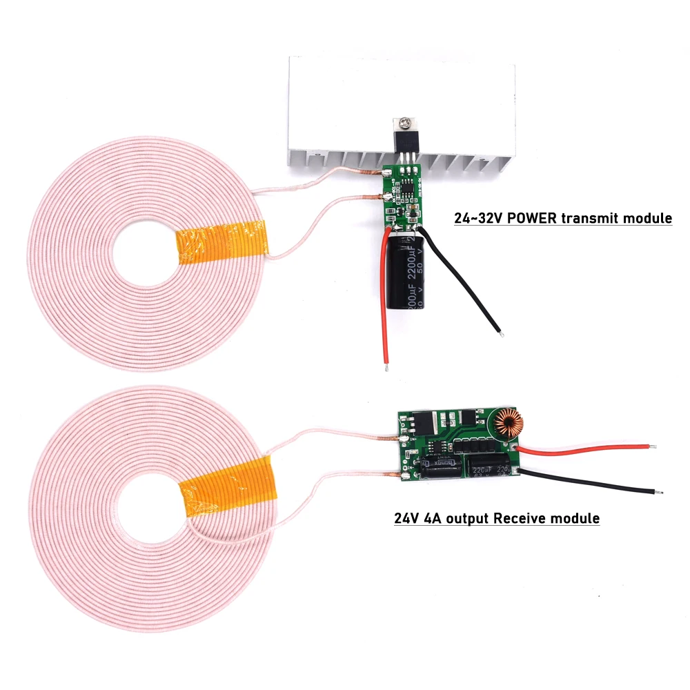 100W 24V 4A high power DC Wireless power supply module Charger Remote Charger Coil Induction Receive Transmitter module