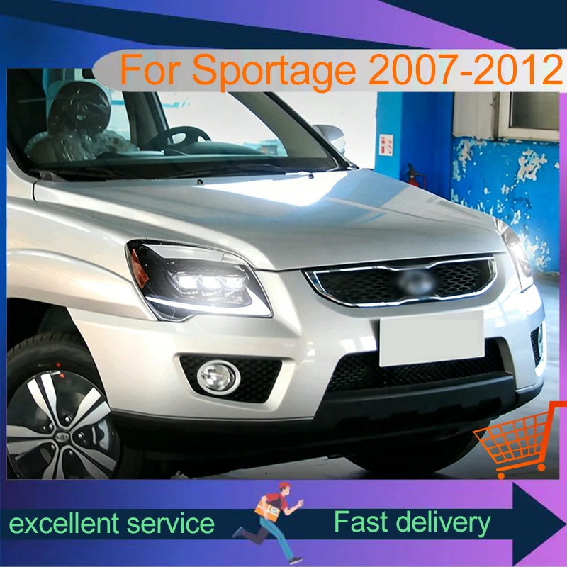Auto Headlights For Kia Sportage 2007-2012 Front Lamp LED Bulbs DRL Newest Upgrade Head Light Projector Lens Car Accessories