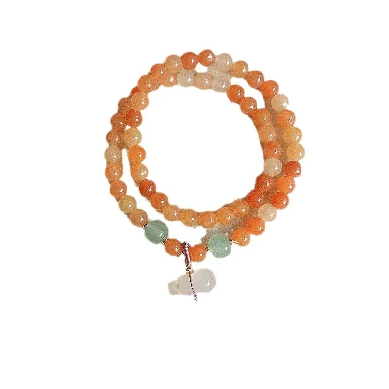 شينجيانغ الذهب الحرير الطازجة الطراز القديم الملونة مطرز سوار للنساء دائرة مزدوجة القرع اليشم المجوهرات #5