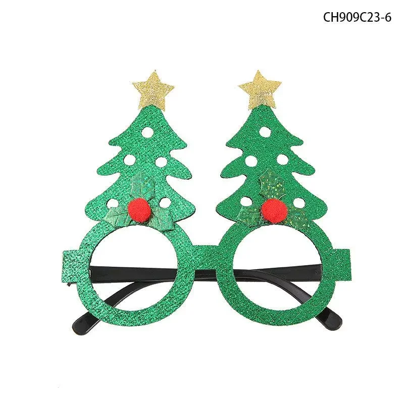 PESENAR Weihnachtsbrille, linsenlos, lustig, angenehm zu tragen, Cartoon-Feiertag, mit leichtem Geweih-Buchstaben-Brillenrahmen