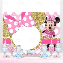 Disney Pink Gold Glitter Minnie Mickey Mouse Backdrop Photography Birthday Background Party Supplies Boys Girls Decoration