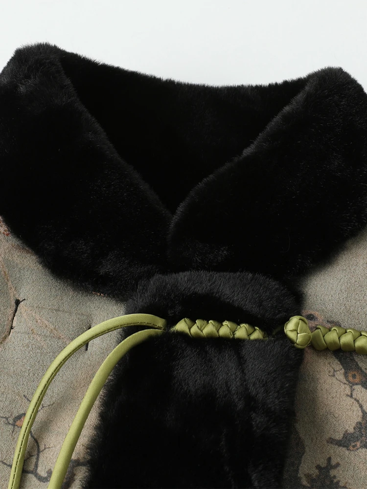 Thiened Double-Sided Wear Fem Leather Fur Inteated Coat Chinese Sle Middle-Aged And ly Winter Outerwear